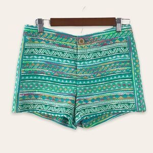 Anthropologie Elevenses Womens Costa Green Neon‎ Tweed Shorts